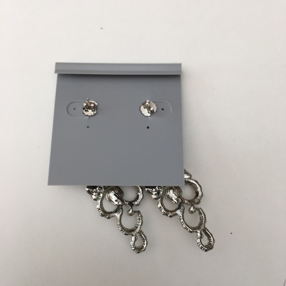 Pave Crystal Camellia Flower Drop Earrings NEW - Picture 3 of 4